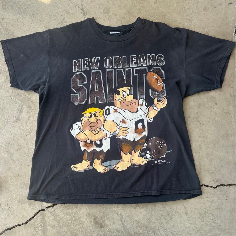 Vintage New Orleans saints flintstones graphic tee 1994 XL